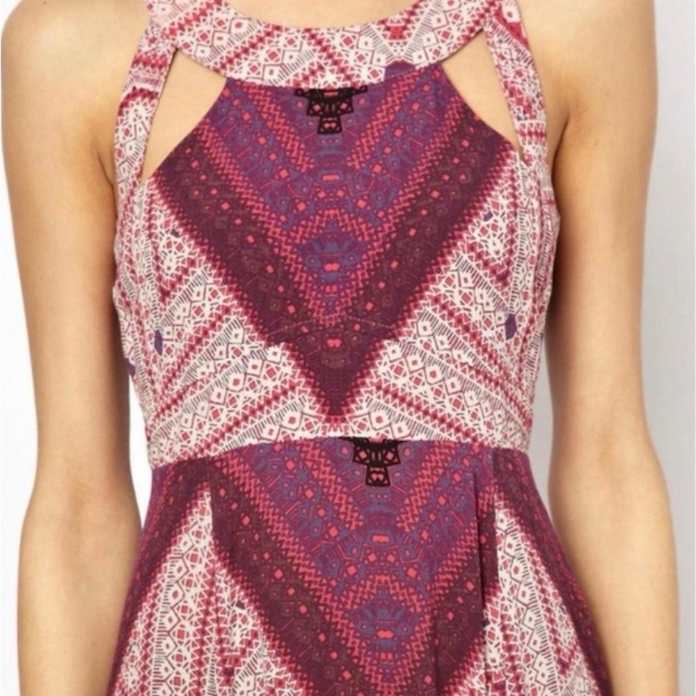 Free People Geometric Tribal Print Lace Up Back Maxi Dress - Picture 2 of 12